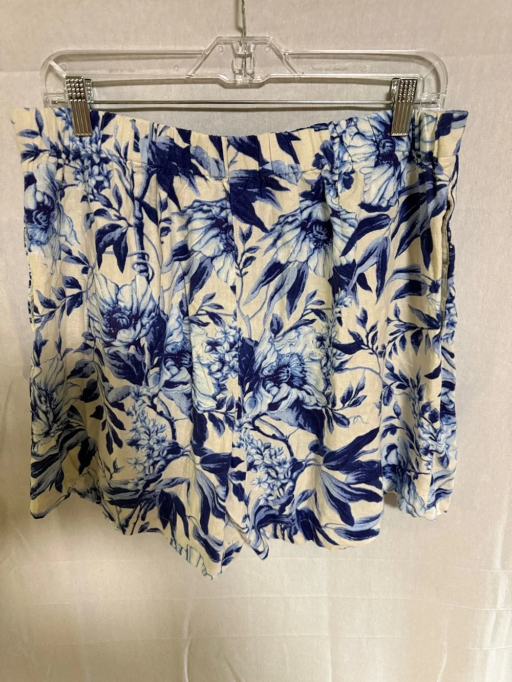 Ellen Tracy Blue Floral Linen-Blend Mini Skort Summertime Beach Vacation - Picture 5 of 9